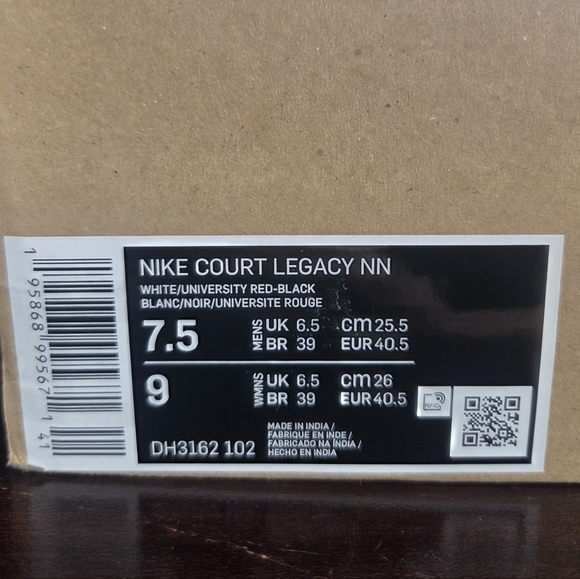 Nike Court Legacy Next Nature White Red Black New In Original Box Mens Size 7.5 - Picture 13 of 15